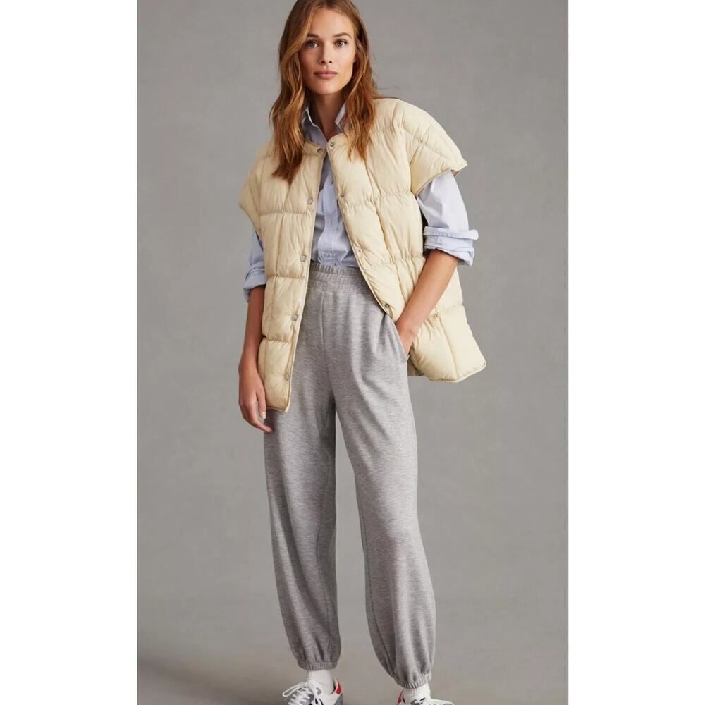 Anthropologie Pilcro Short Sleeve Puffer Beige Boho Vest Sz One Size - Picture 2 of 12